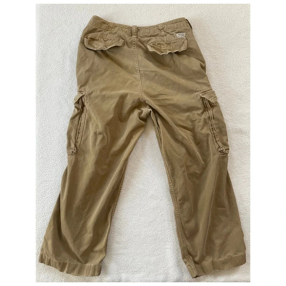 American Eagle Mens Hemmed to 28x24‎ Cargo Pants Tan Khaki Cotton Leg Utility